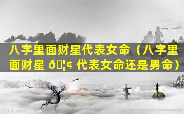 八字里面财星代表女命（八字里面财星 🦢 代表女命还是男命）